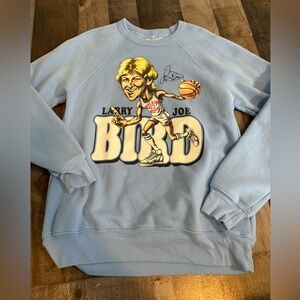 Larry Bird Crewneck Sweatshirt Small Blue Vintage Style Basketball Graphic